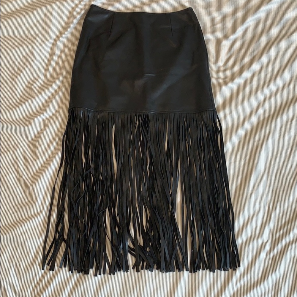 Trouve Black Fringe Mini Skirt